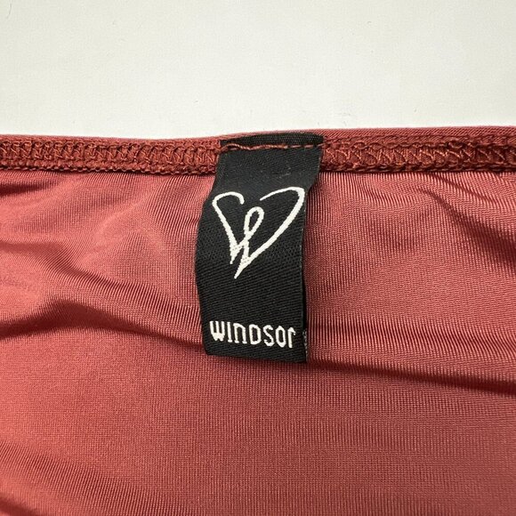 Windsor Flatter Me Satin Knit Dress Cowl Neck Bodycon Midi Deep Rose Size Medium - Picture 2 of 11